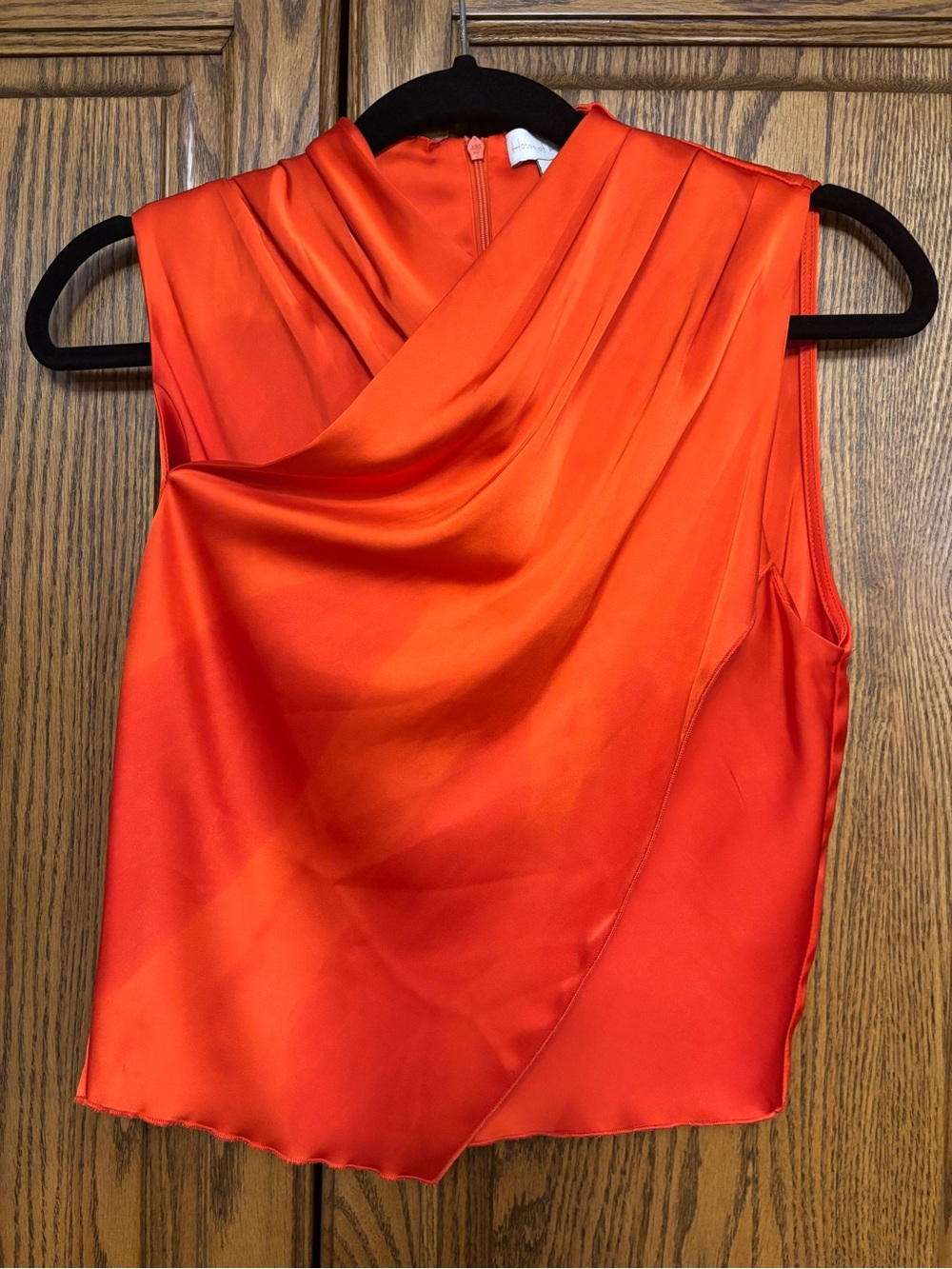 House of Harlow draped orange xsm sleeveless blouse